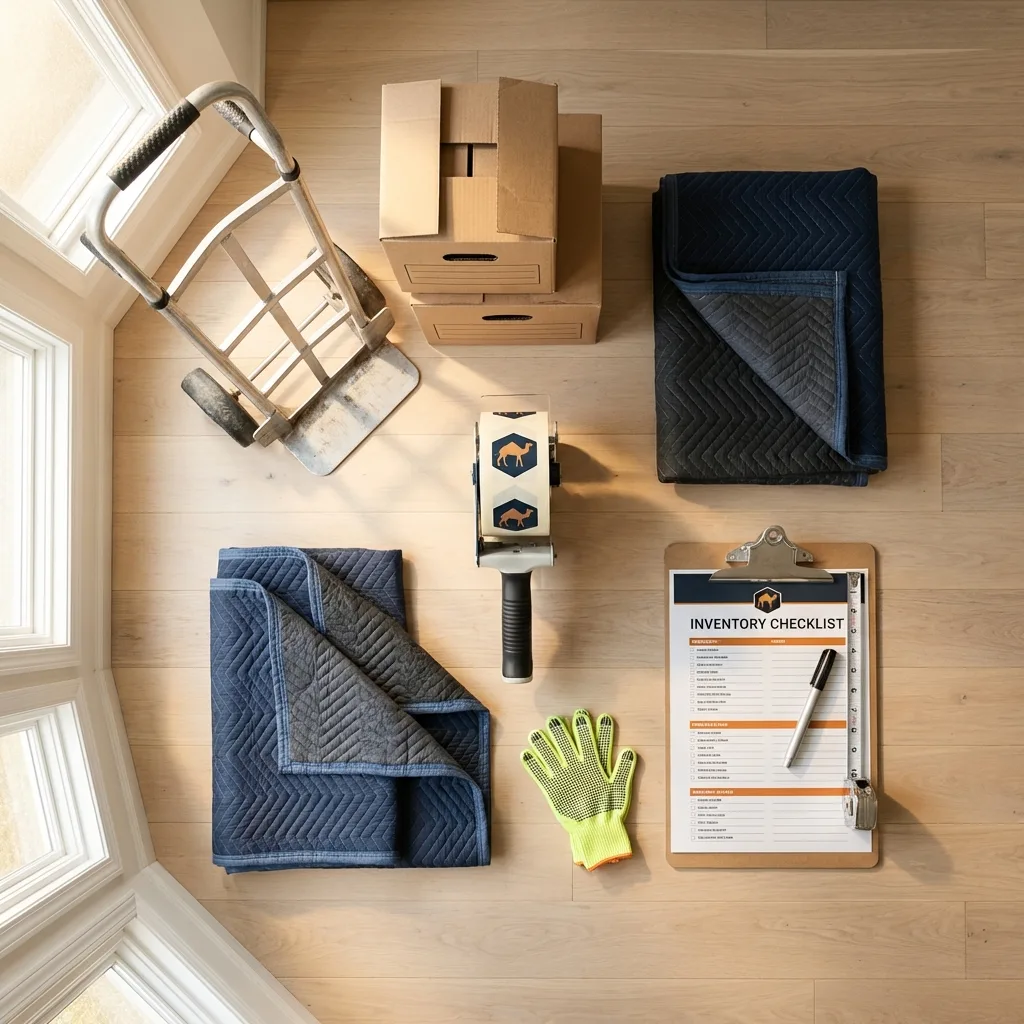 Professional moving supplies and packing materials layout for Hartsdale residential relocations